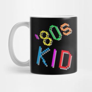 '80s Kid. Colorful Retro Design. (Black Background) Mug